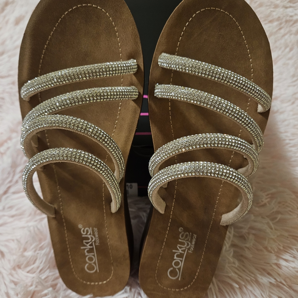 New Corkys Women's Brown and Silver Sandals - Picture 12 of 12